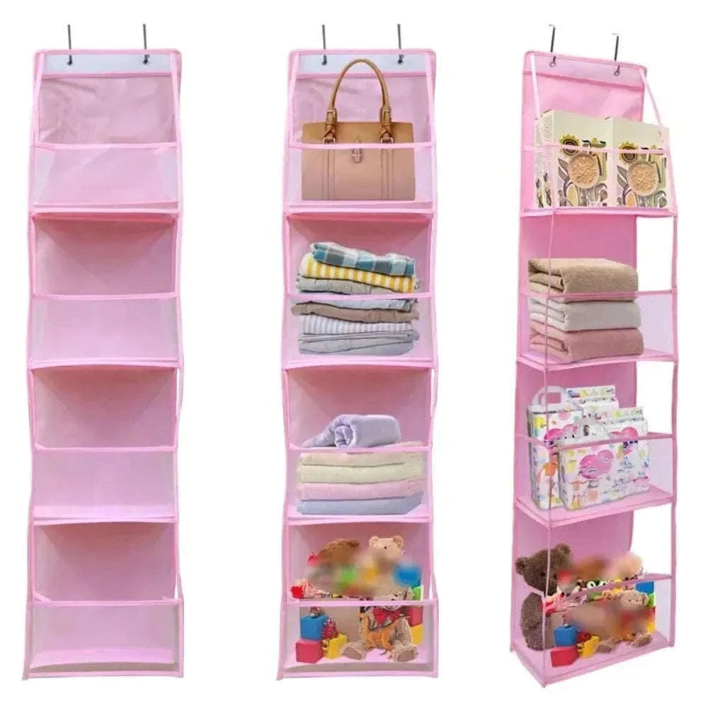 Fabric Hanging Bag for Door and Wall Storage Organizer-4 Layers-White