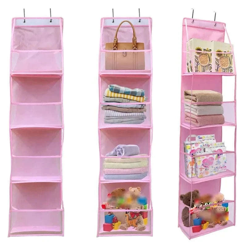 Fabric Hanging Bag for Door and Wall Storage Organizer-4 Layers-White