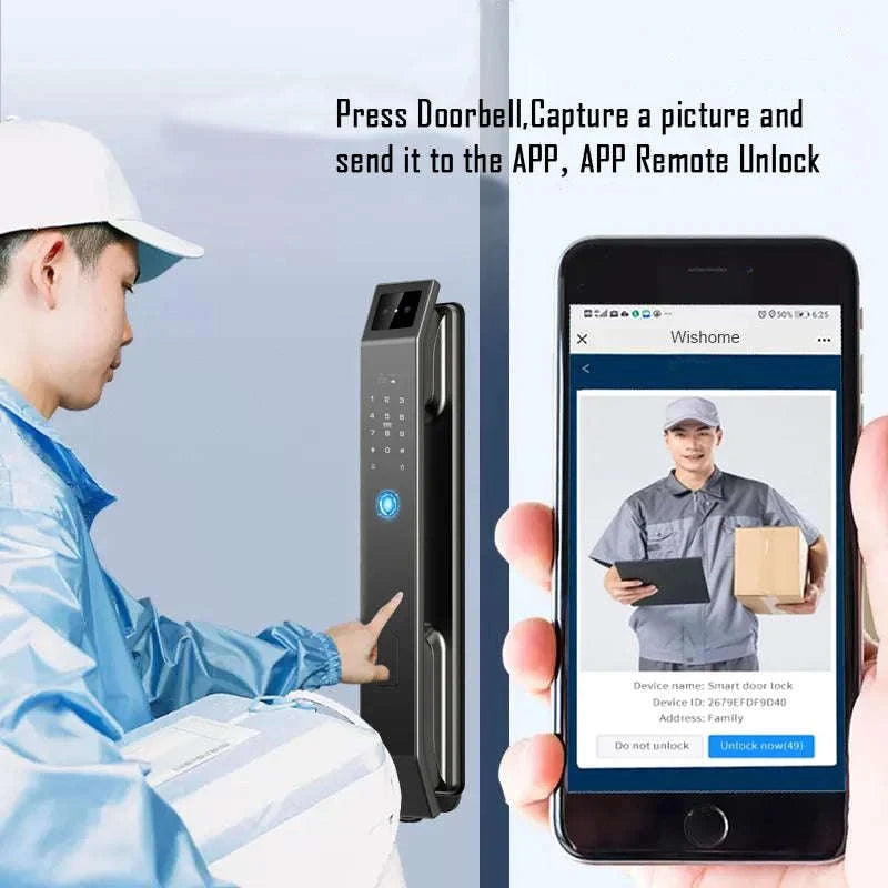 Face Recognition Digital Door Lock with Camera, Fingerprint & Keyless Entry-D14P 30280 S-C D-H / United States / Wishome app version