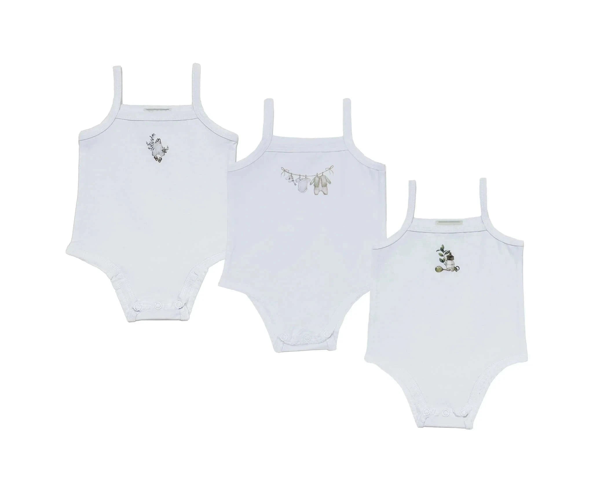 Family Matching Cotton Pajama Set with Printed Summer Design-girl three pieces / 9M