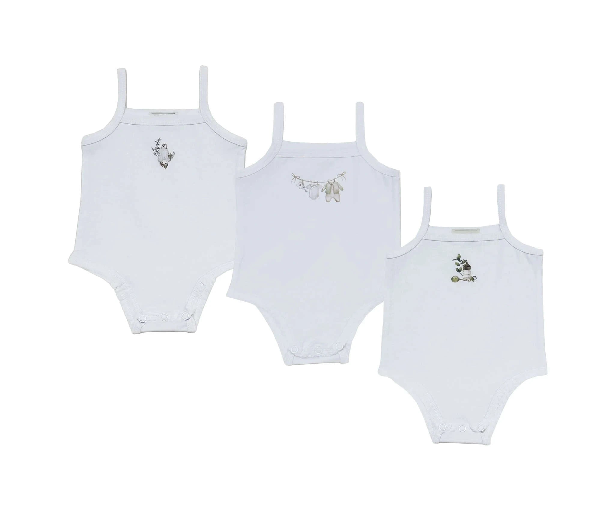 Family Matching Cotton Pajama Set with Printed Summer Design-girl three pieces / 9M