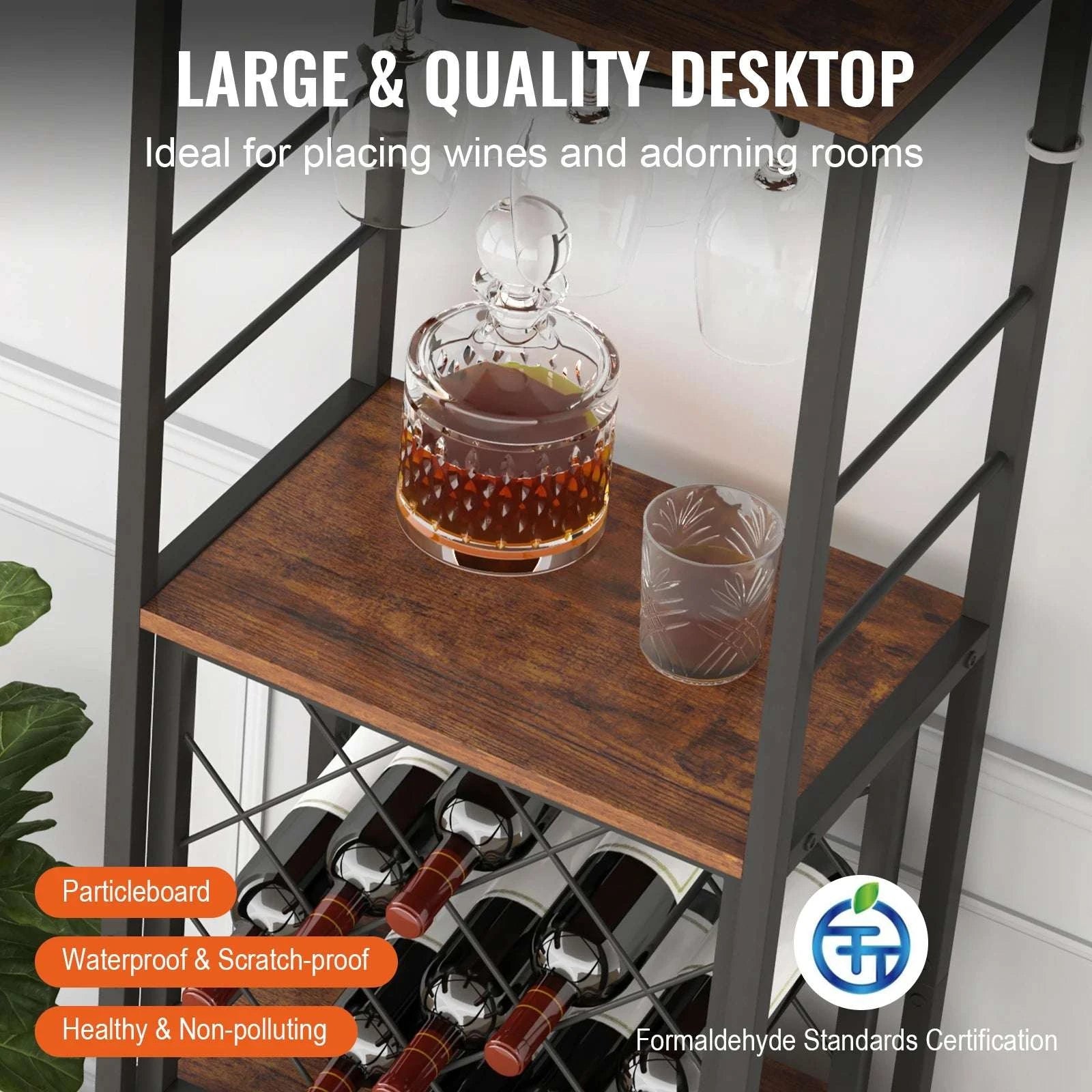 Farmhouse Wine Bar Cabinet with Glass Rack, 13 Bottle Storage-39.4x34x15.7inch / spain