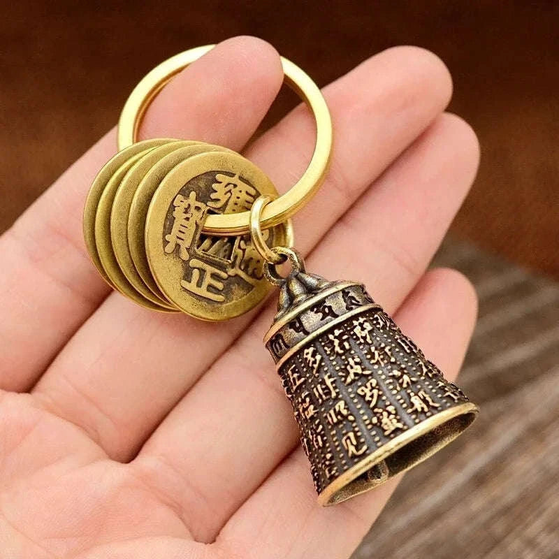 Fashionable Six-Character Carved Bell Keyfob-1PC