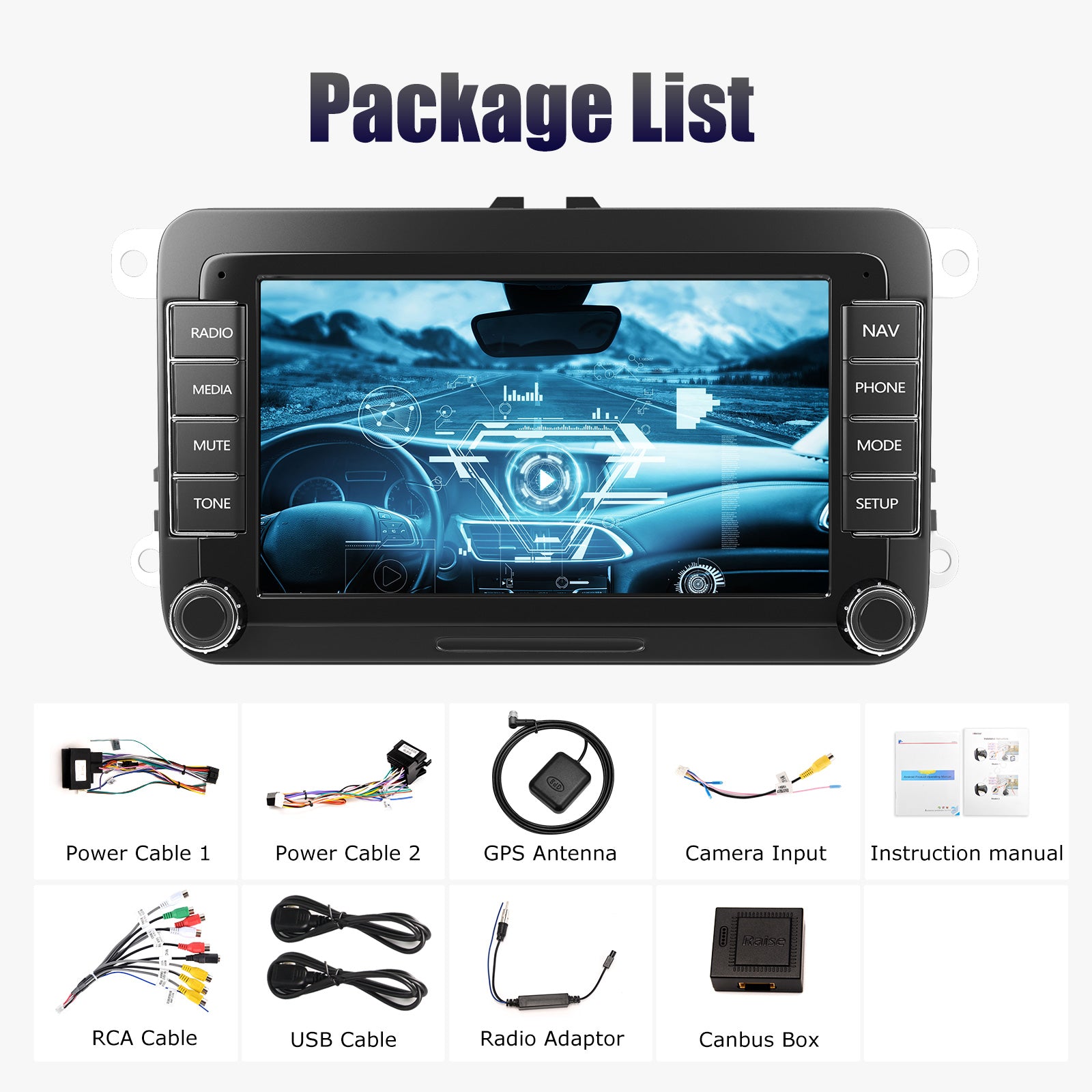 7" Android 14 Car Stereo for VW with CarPlay, GPS & Voice AI