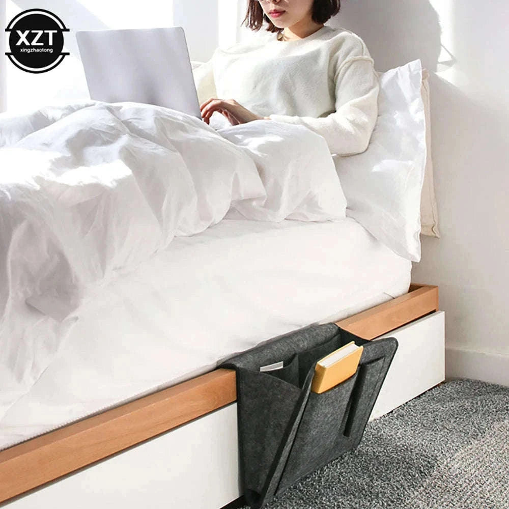 Felt Bedside Storage Organizer with Multi-Pocket Design-black / 27-22-8CM
