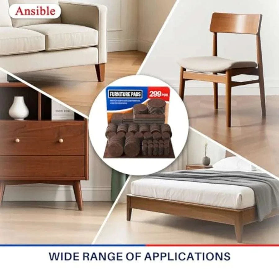 Felt Furniture Pads for Hardwood Floors Chair Leg Protectors-United States / 299PCSBrown