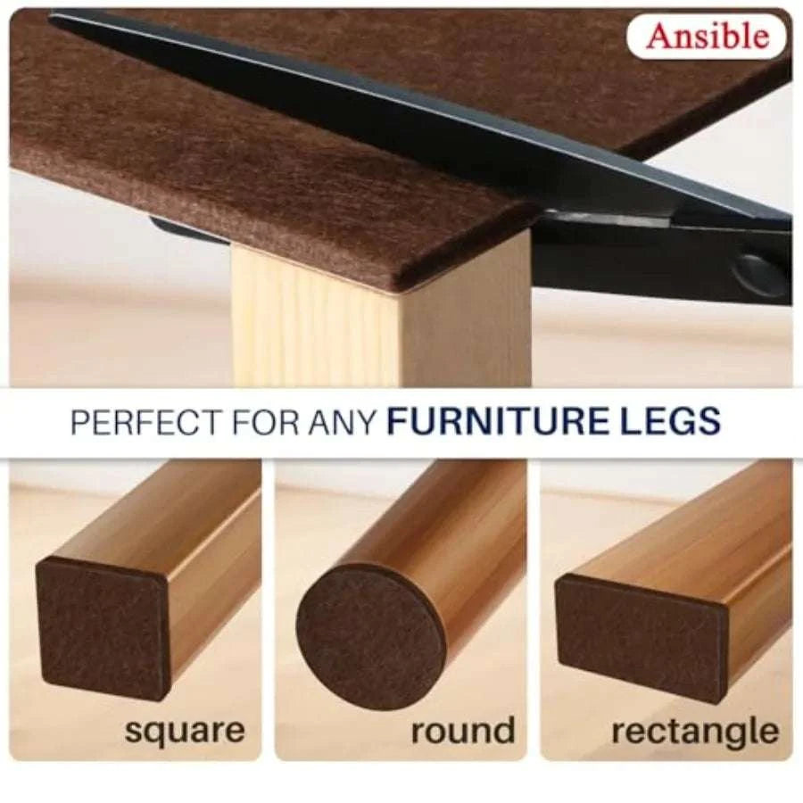 Felt Furniture Pads for Hardwood Floors Chair Leg Protectors-United States / 299PCSBrown
