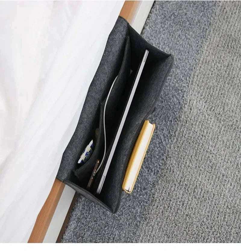 Felt Hanging Storage Organizer for Bed, Sofa, and Wall-grey