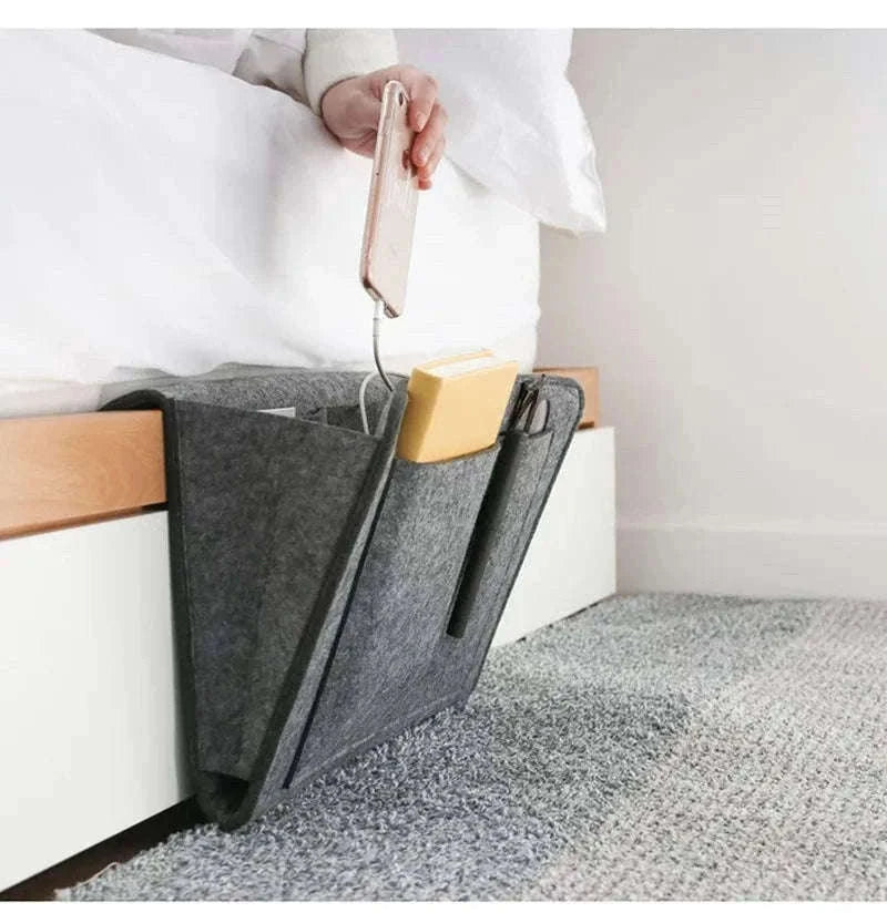 Felt Hanging Storage Organizer for Bed, Sofa, and Wall-grey