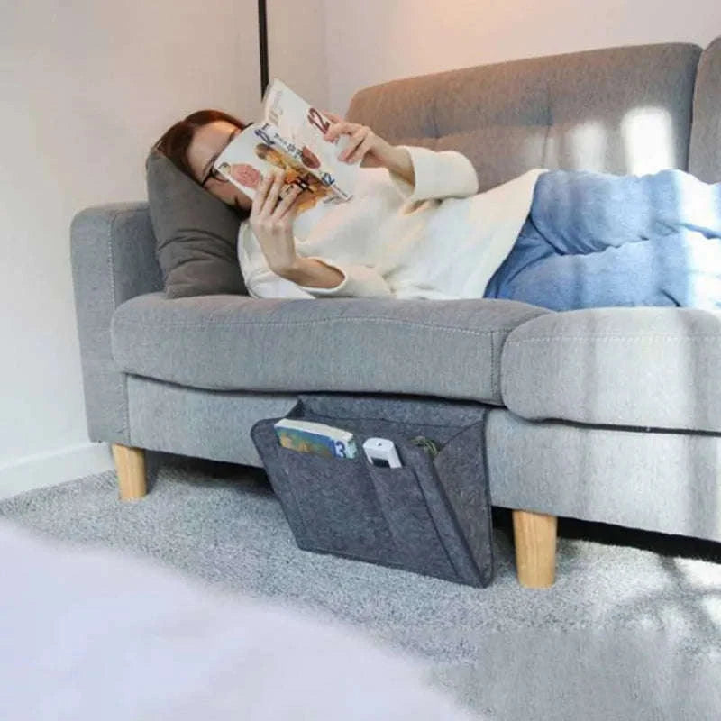 Felt Storage Hang Bag for Bed & Sofa Organizer-grey