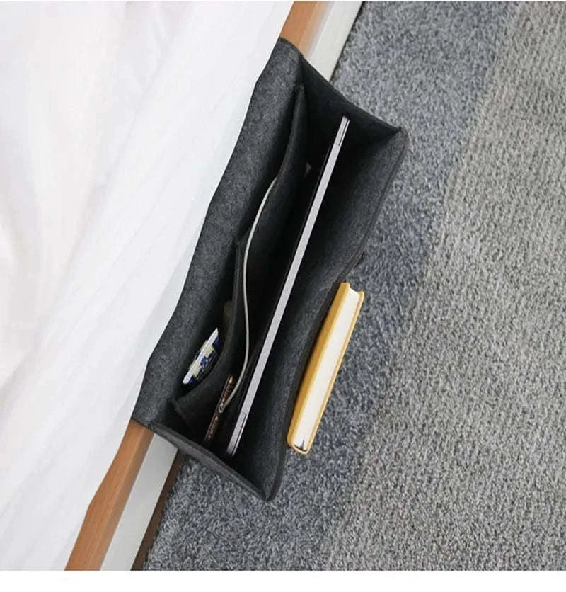 Felt Storage Hang Bag for Bed & Sofa Organizer-grey