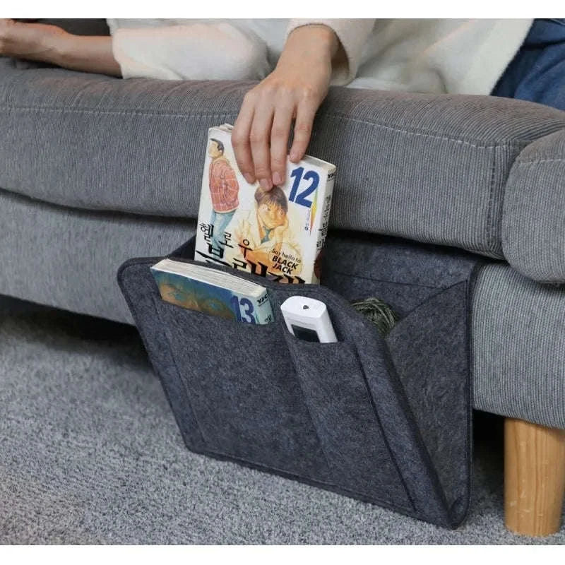 Felt Storage Hang Bag for Bed & Sofa Organizer-grey