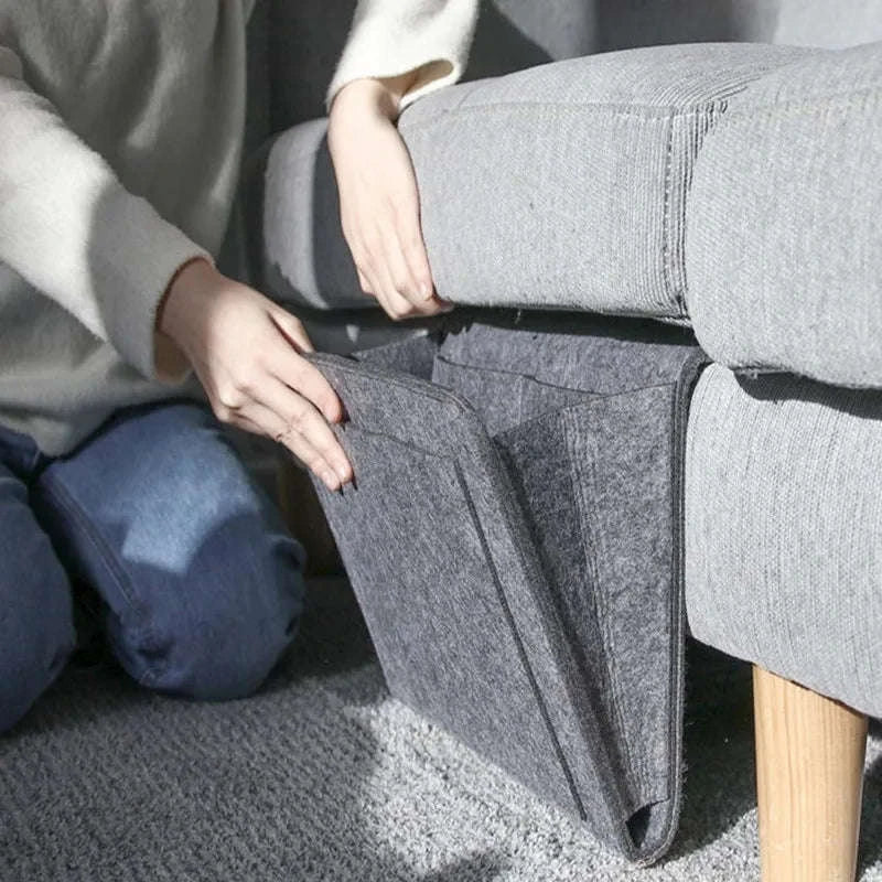 Felt Storage Hang Bag for Bed & Sofa Organizer-grey