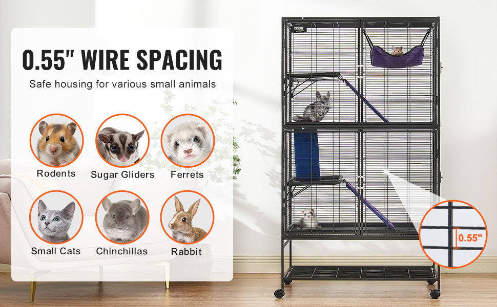 Rolling Metal Ferret Cage with 4-Tier Critter Habitat