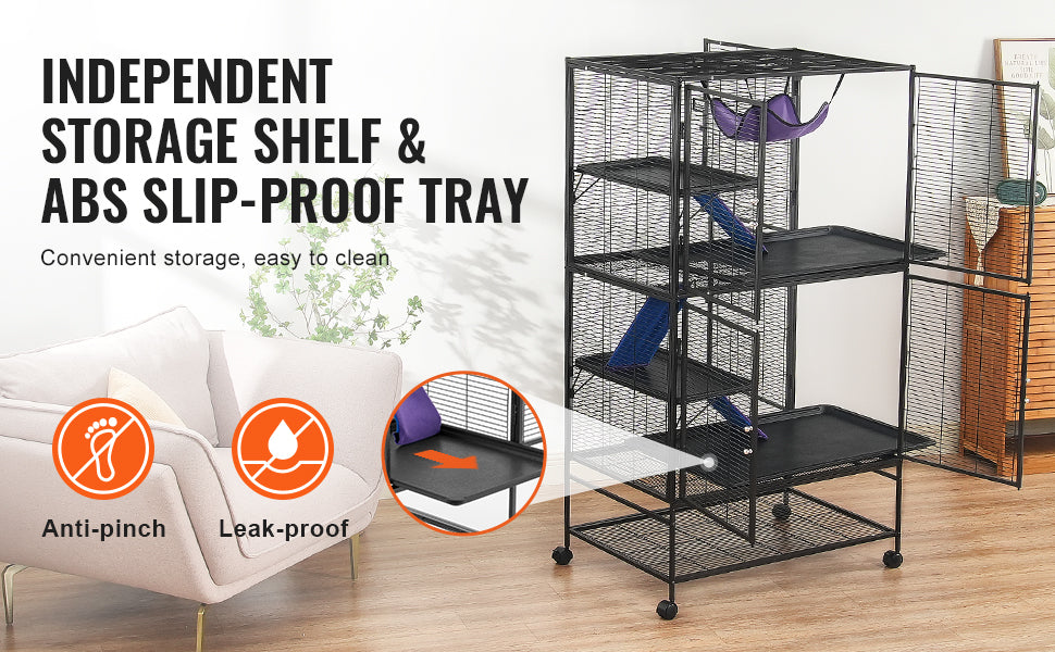 Rolling Metal Ferret Cage with 4-Tier Critter Habitat