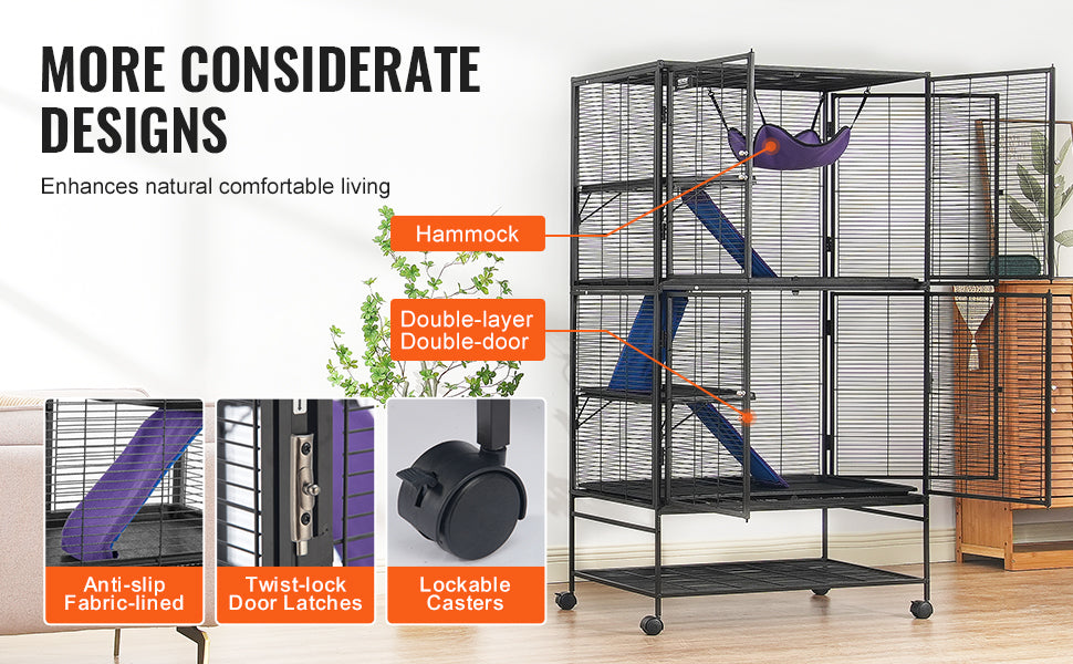 Rolling Metal Ferret Cage with 4-Tier Critter Habitat
