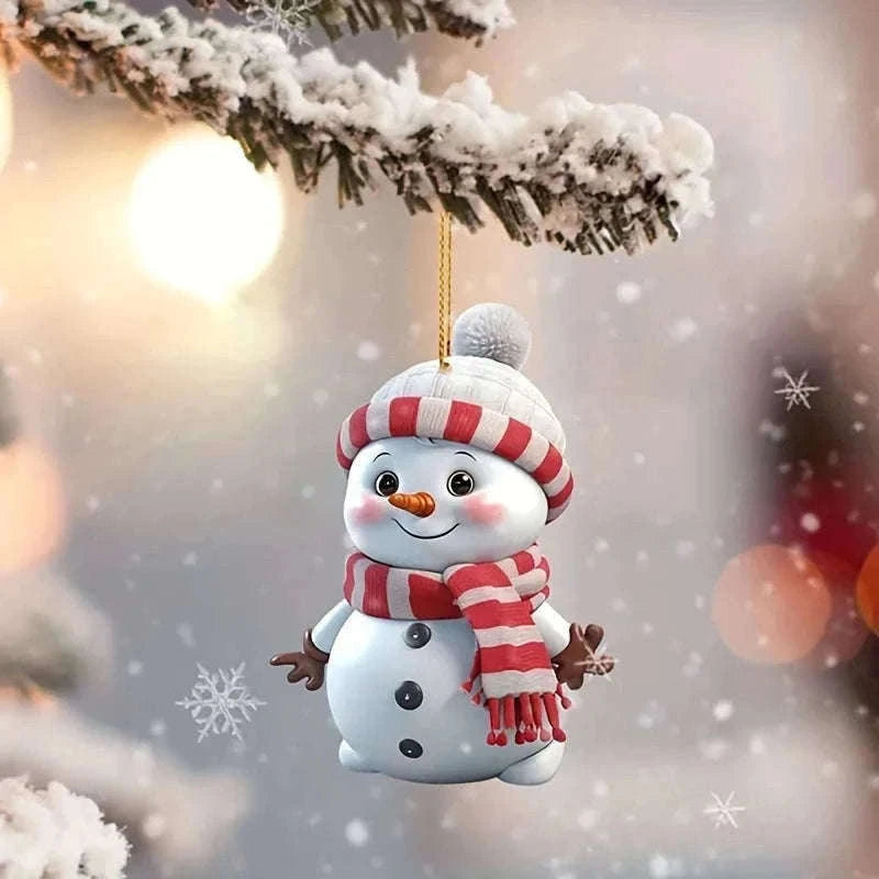 Festive 5-Pack Acrylic Snowman Christmas Ornaments-Randomly -5pcs