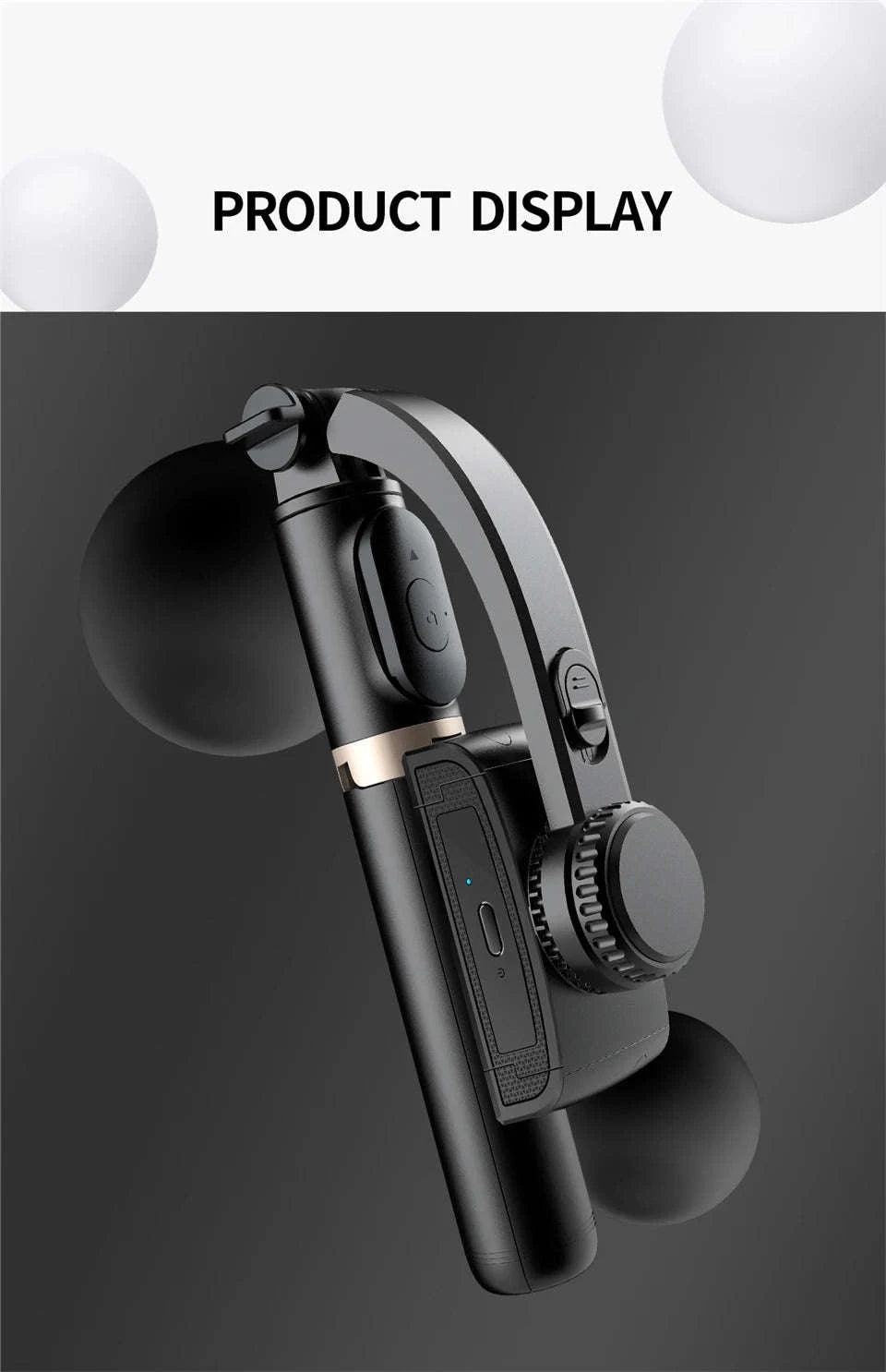 FGCLSY Gimbal Stabilizer Selfie Stick with Bluetooth Tripod-Black / United States