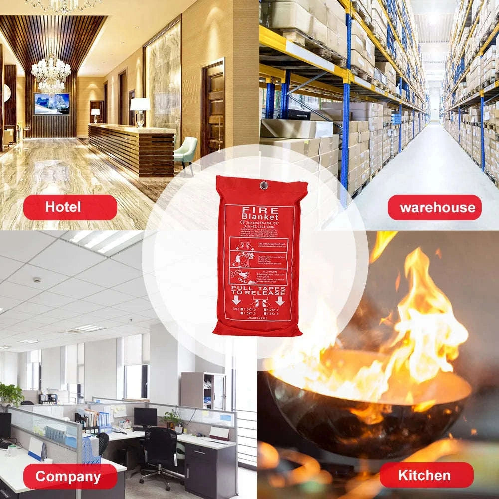 Fiberglass Emergency Fire Blanket for Kitchen, Car & Camping-1mx1m