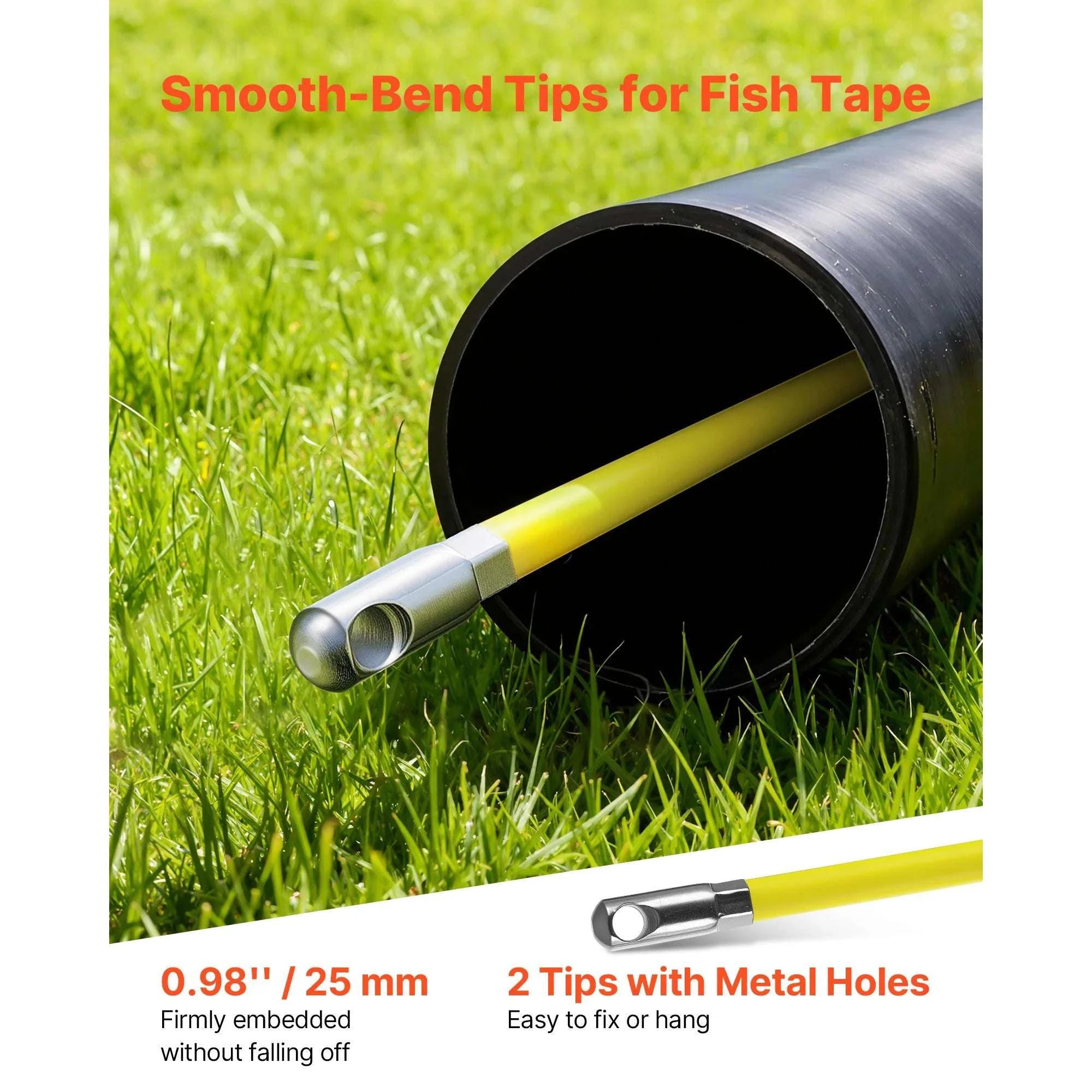 Fiberglass Fish Tape 328/500 ft 1/4" Cable Puller with Stand-500ft / United States