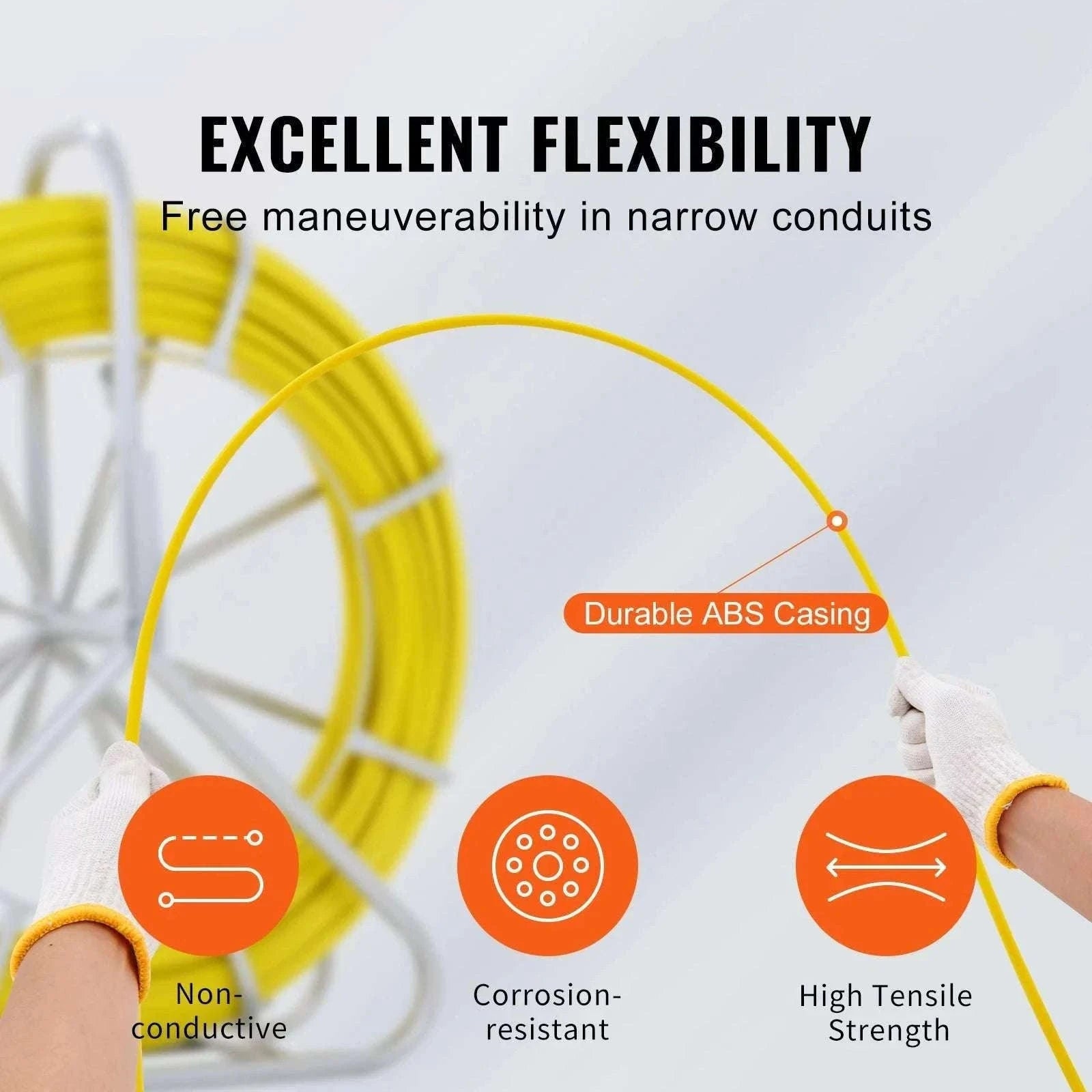 Fiberglass Fish Tape Wire Puller 425–656 ft Duct Rodder Kit-5-16 in x 492 ft / france