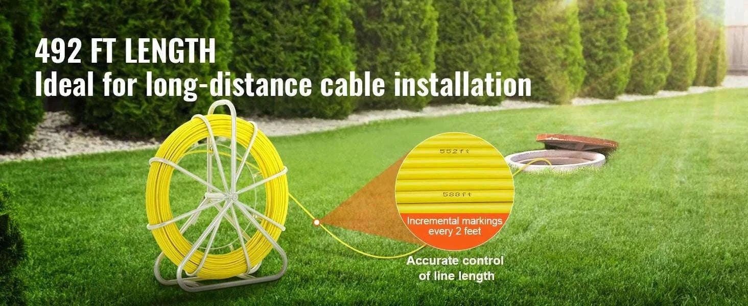 Fiberglass Fish Tape Wire Puller 425–656 ft Duct Rodder Kit-5-16 in x 492 ft / france