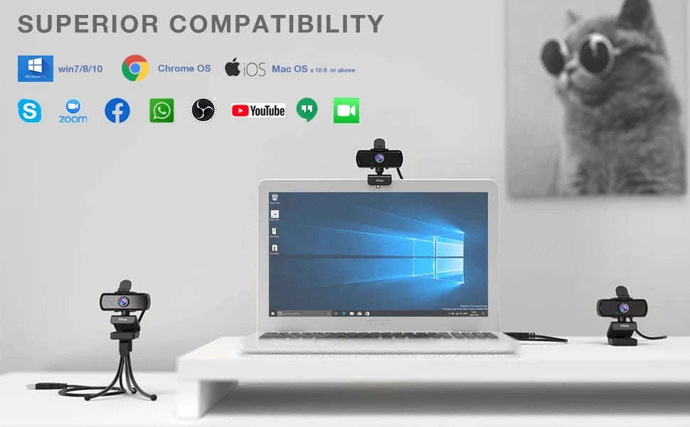 FIFINE 1440p Full HD PC Webcam with Microphone and Tripod-Default Title
