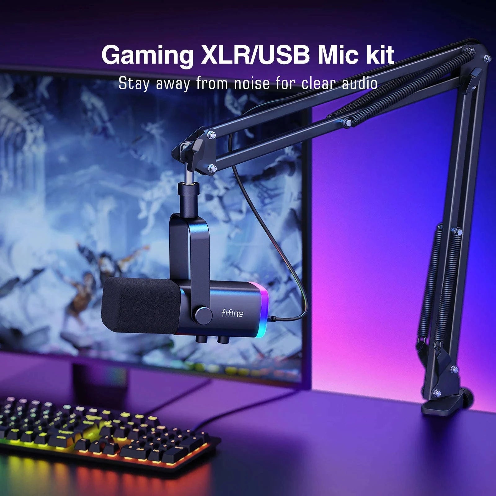 FIFINE AM8T Gaming Microphone Kit with USB/XLR and Boom Arm-AM8TW / spain