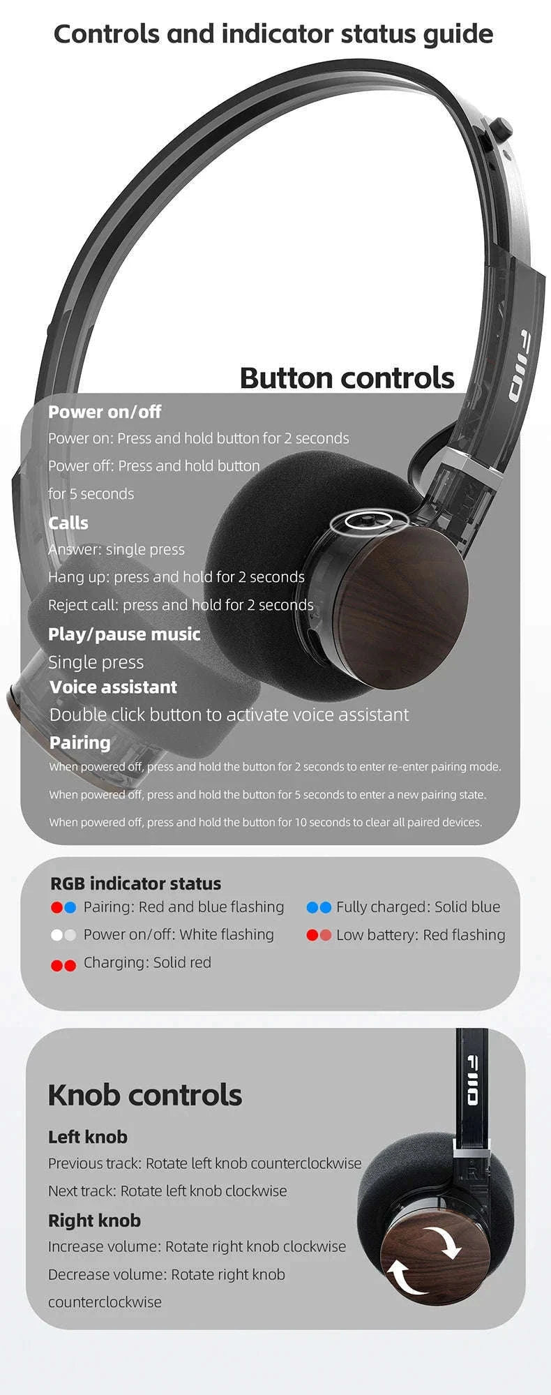 FiiO EH11 Bluetooth On-Ear Headphones with LDAC, 30H Battery & Dual Device-Cyan