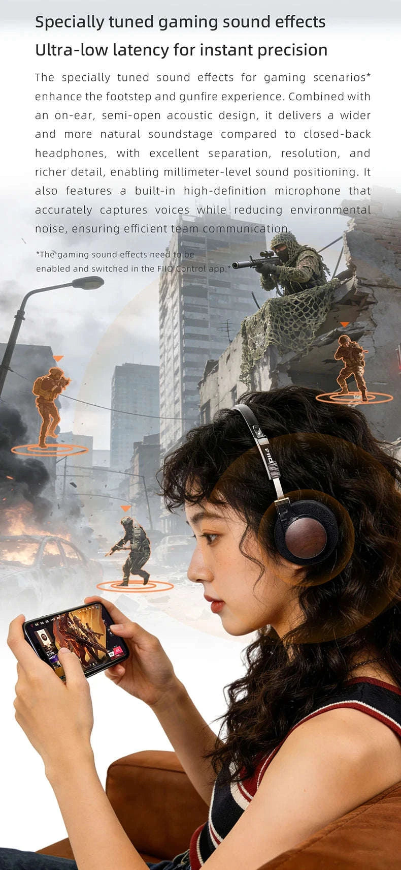 FiiO EH11 Bluetooth On-Ear Headphones with LDAC, 30H Battery & Dual Device-Transparent Black