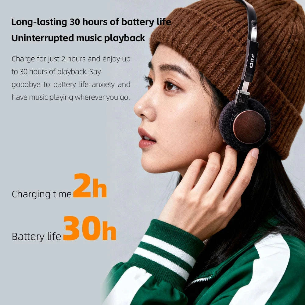 FiiO EH11 Bluetooth On-Ear Headphones with LDAC, 30H Battery & Dual Device-Transparent Black