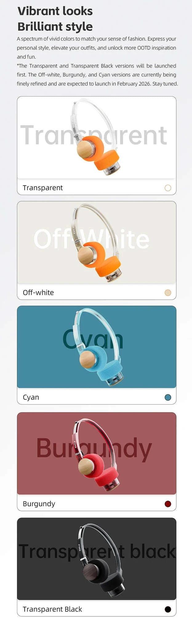 FiiO EH11 Bluetooth On-Ear Headphones with LDAC, 30H Battery & Dual Device-Transparent Black