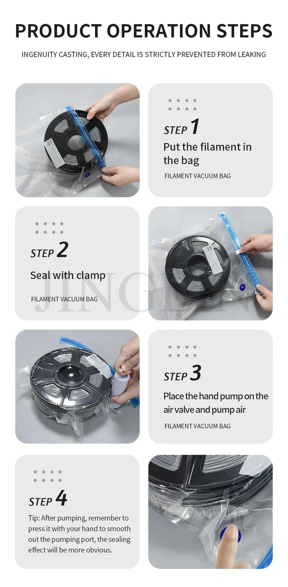 Filament Storage Vacuum Bag for 3D Printer Filament Protection-5 BAG Kit