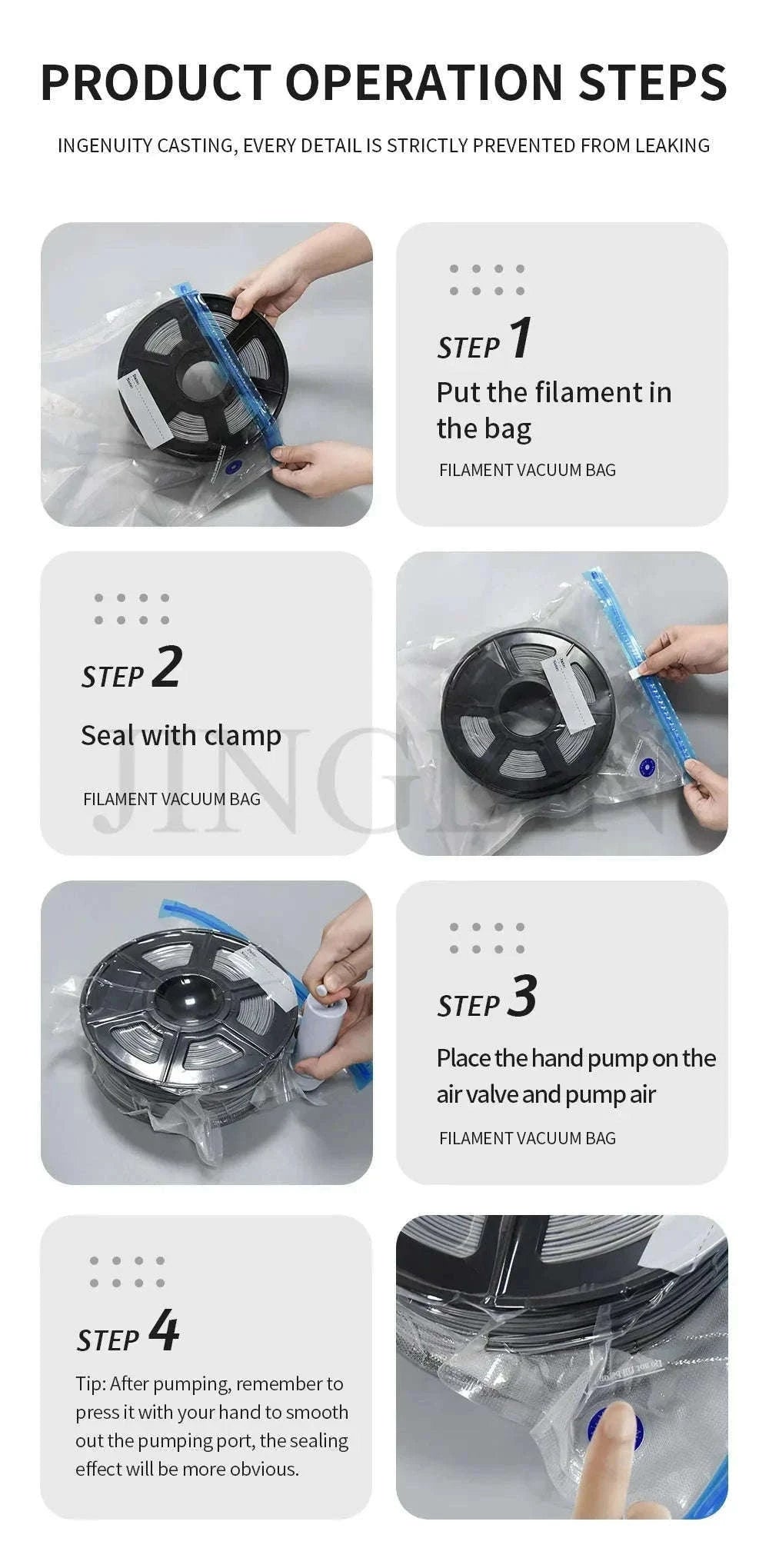 Filament Storage Vacuum Bag for Dry, Print-Ready Spools-5 BAG Kit