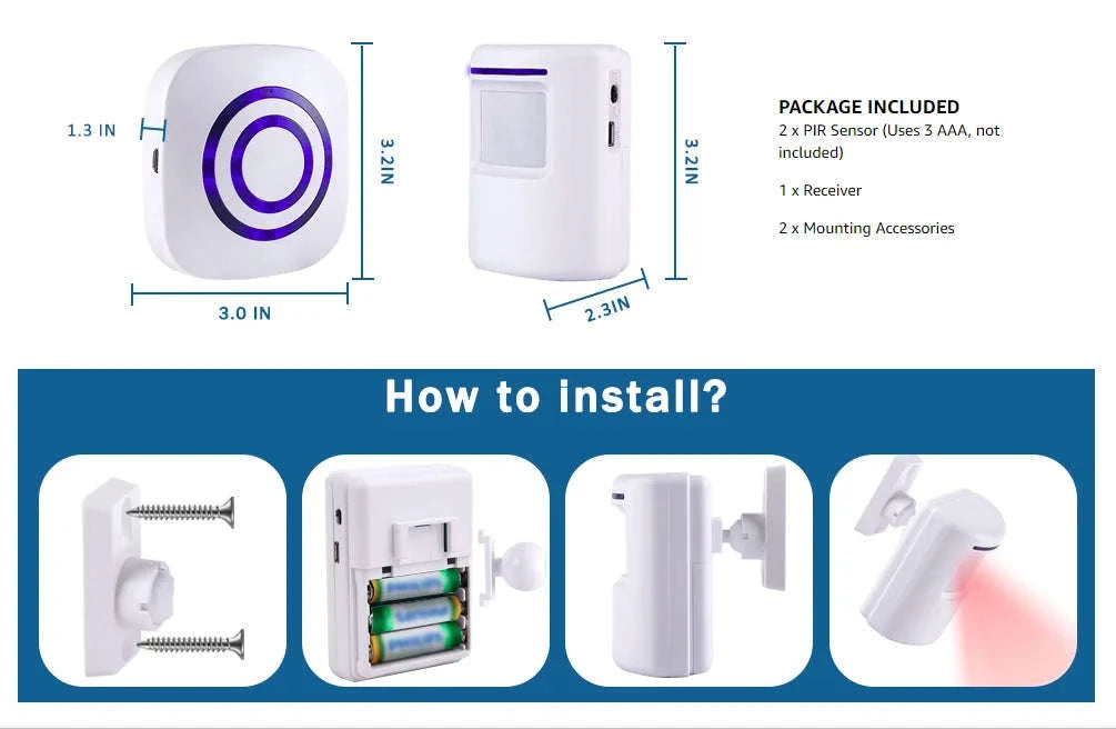 Fine Passage Wireless Motion Sensor Alarm System-1 sensors 1 receiver / UK
