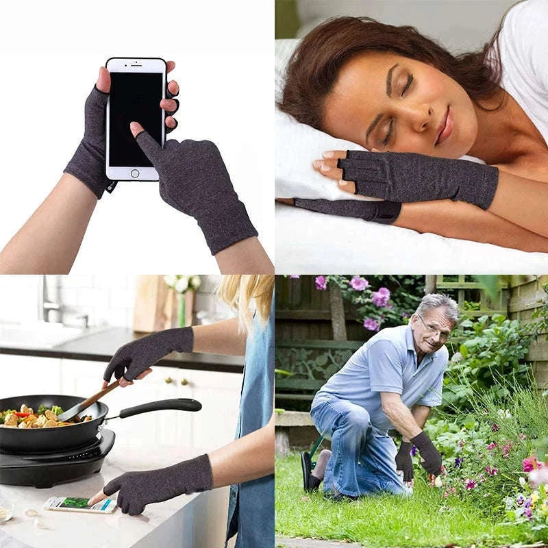Fingerless Compression Gloves for Hand Support, 1 Pair-purple / S