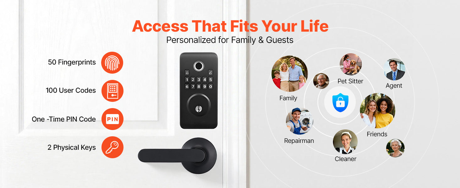 Fingerprint Door Lock Keyless Entry Deadbolt with Handle