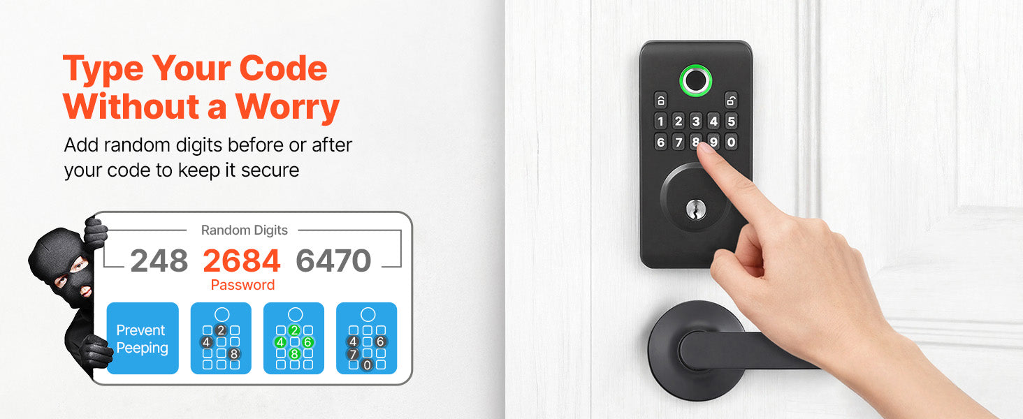 Fingerprint Door Lock Keyless Entry Deadbolt with Handle