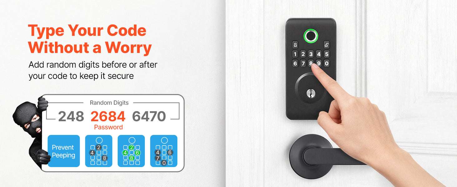Fingerprint Door Lock Keyless Entry Deadbolt with Handle-Silver Type A / United States