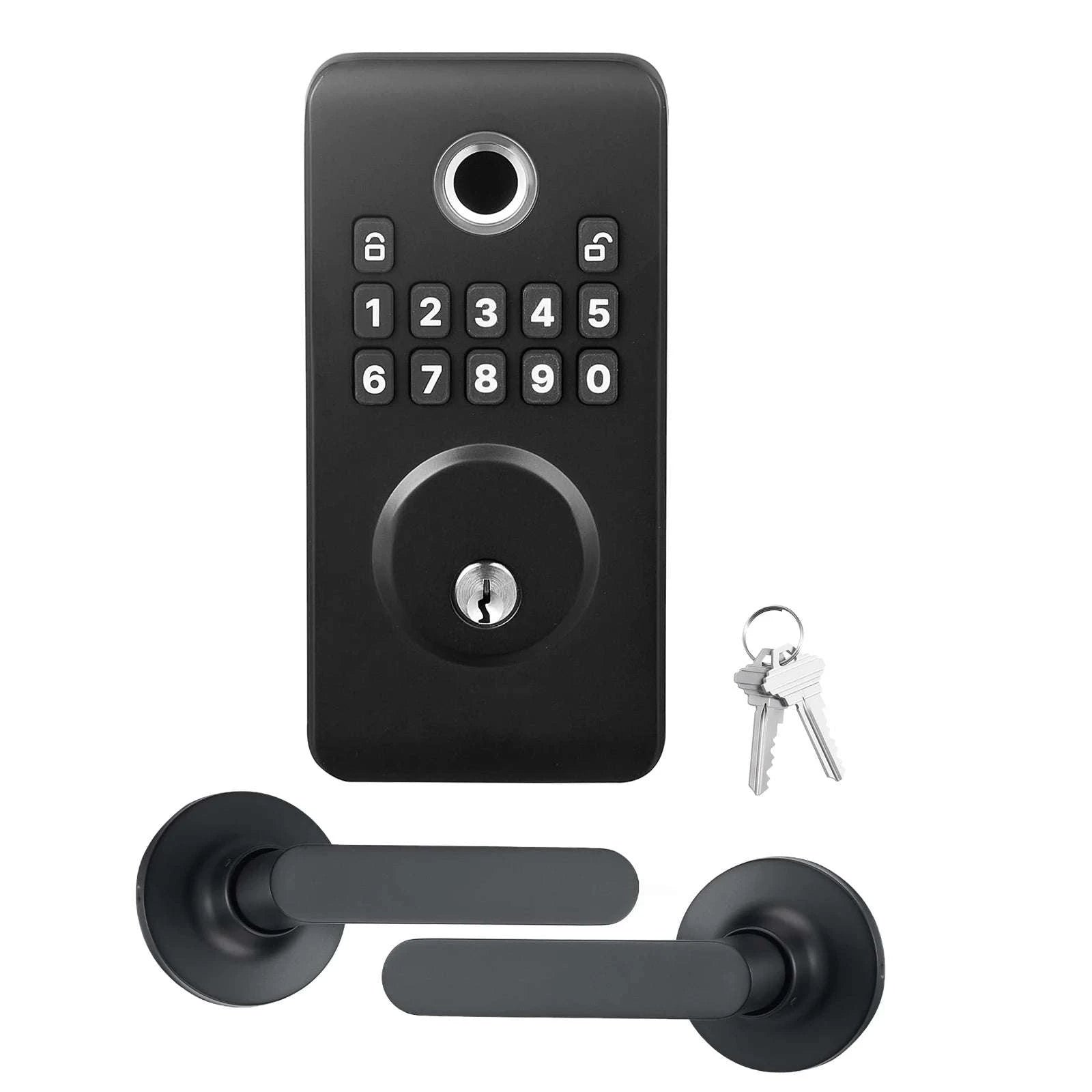 Fingerprint Door Lock Keyless Entry Deadbolt with Handle-Silver Type A / United States
