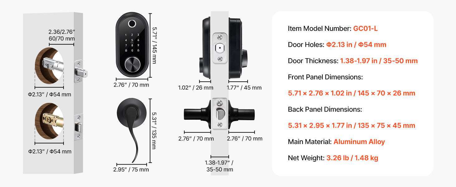 Fingerprint Door Lock with Keypad Auto Lock & Anti-Peek Security-Panel TypeA / United States