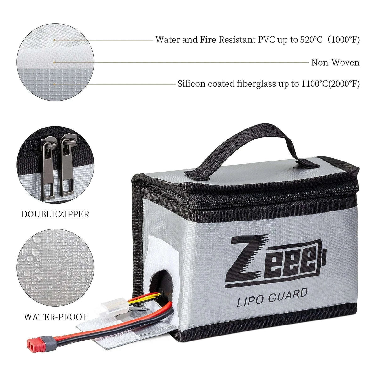 Fireproof LiPo Battery Safety Bag Set for Charging and Storage-As shown / UNITED KINGDOM