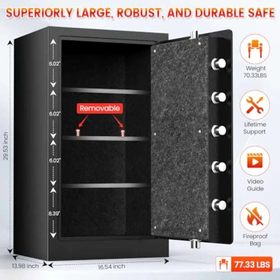 Fireproof Safe 7.5 Cu Ft Digital Keypad Safe for Home Use-United States / Black