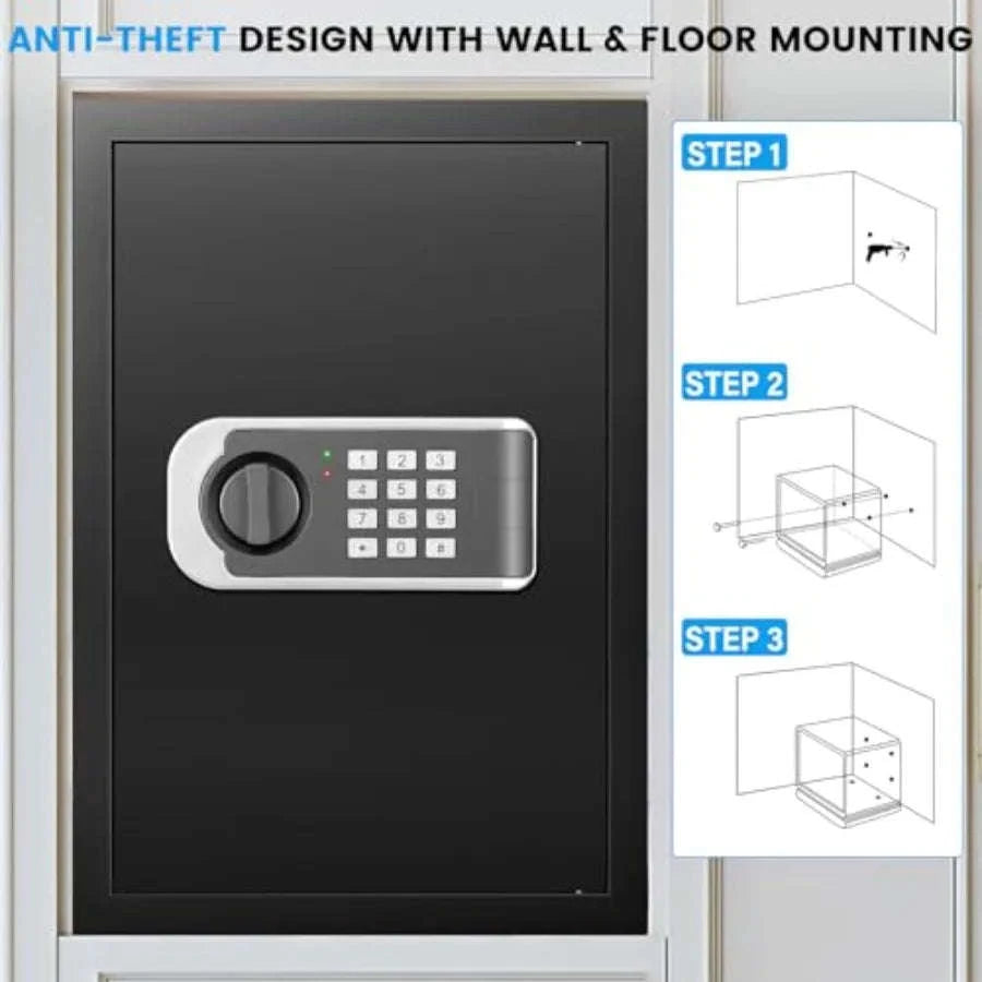 Fireproof Waterproof Document Safe with Digital Keypad, 19.7" Tall-United States / Black