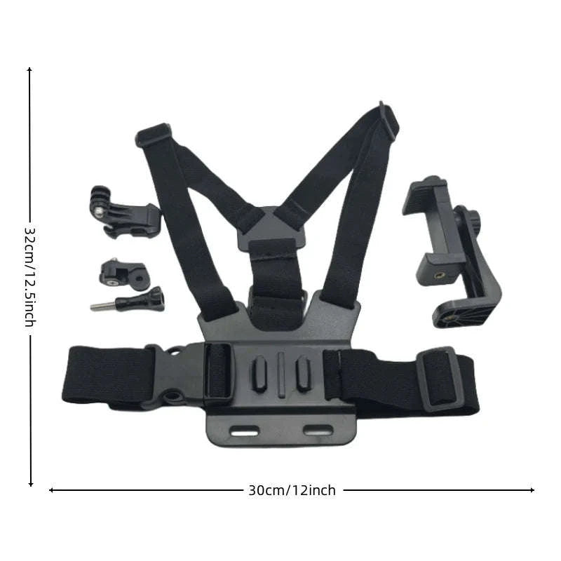 First‑Person Adjustable Action Camera Chest Strap Mount-Black