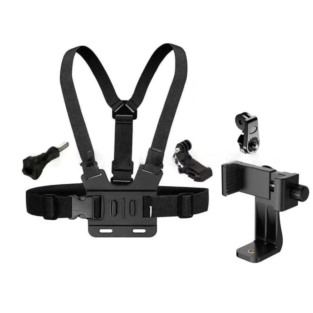 First‑Person Adjustable Action Camera Chest Strap Mount-Black