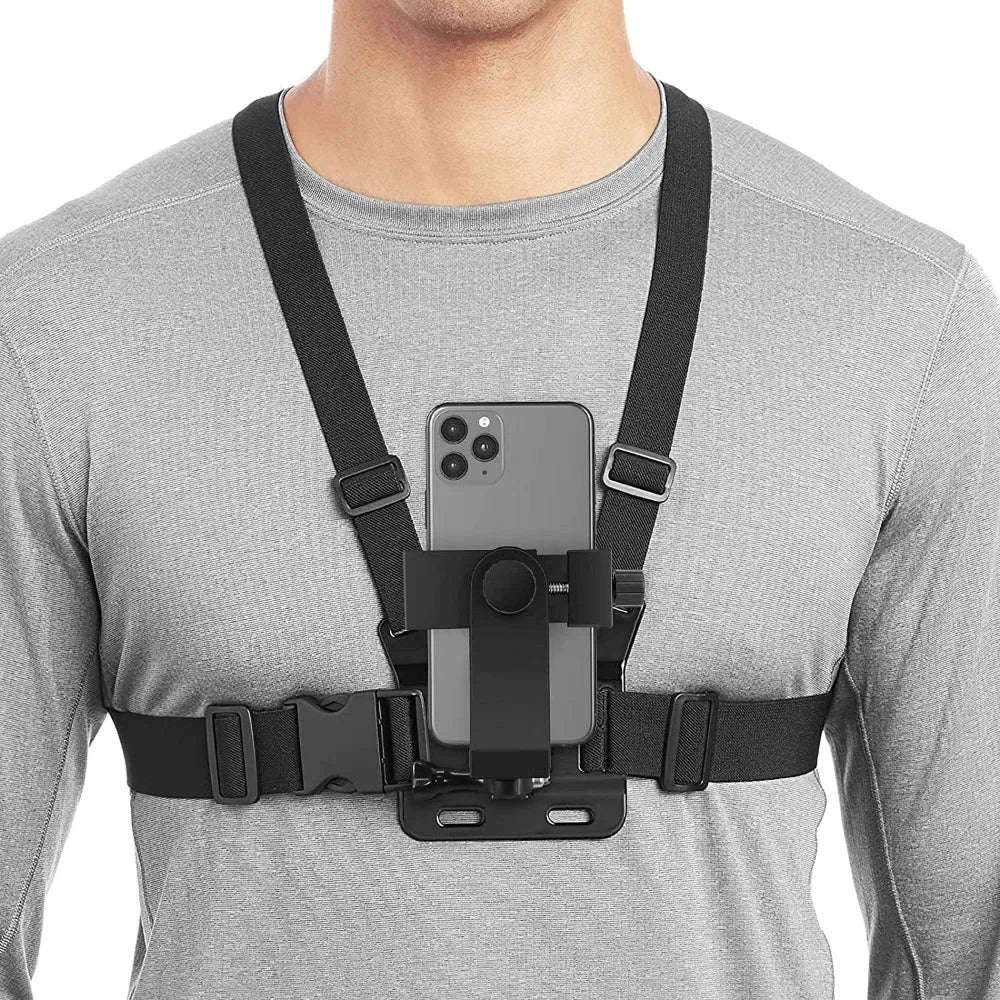 First‑Person Adjustable Action Camera Chest Strap Mount-Black