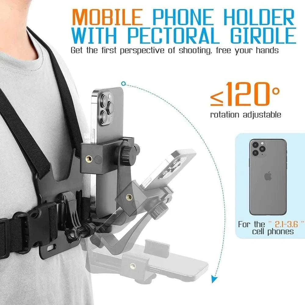First‑Person Adjustable Action Camera Chest Strap Mount-Black