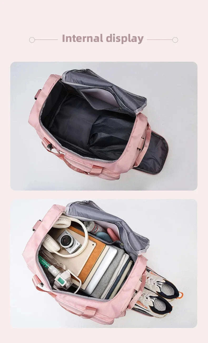 Fitness Duffel Bag for Women with Shoe and Wet Pockets-GN