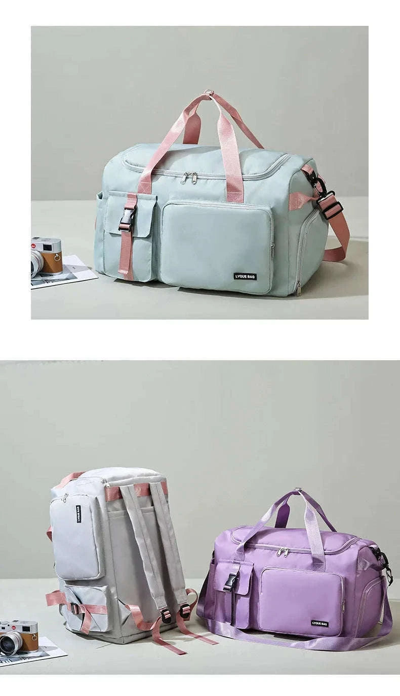 Fitness Duffel Bag for Women with Shoe and Wet Pockets-GN